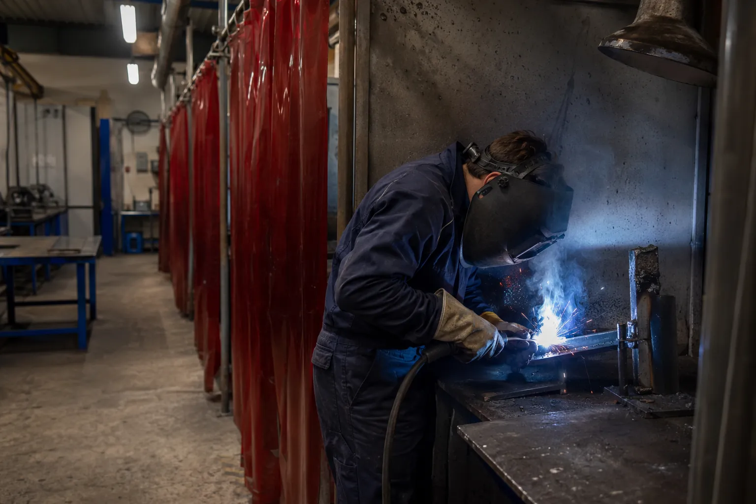 Apprenti soudeur en cabine de formation dans un CFA